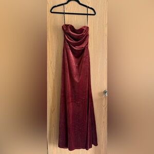Lulu's Strapless Wine Red Dress